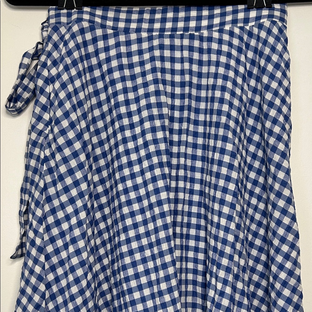 Anthropologie Maeve Blue and White Glenna Gingham Midi Skirt Size 2 NWT - Picture 7 of 16